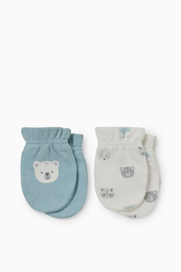 Babys - Multipack 2er - Anti-Kratz-Handschuhe - hellblau