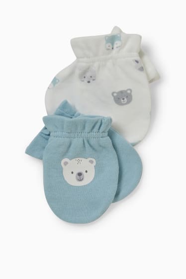 Baby Boys - Multipack of 2 - scratch mittens - light blue