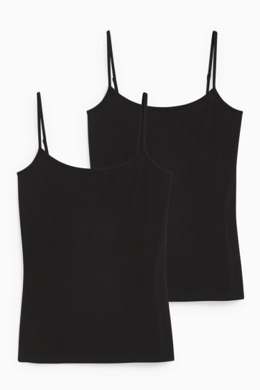 Dames - Set van 2 - basic-topje  - zwart