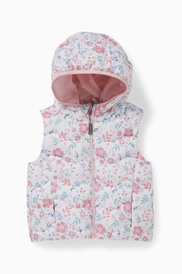 Children - Quilted gilet with hood - floral - white