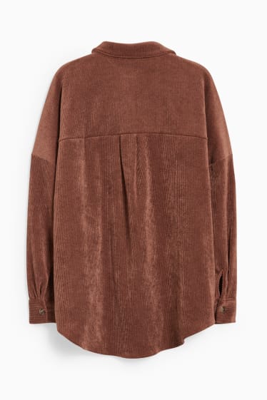 Dames - CLOCKHOUSE - corduroy blouse - donkerbruin