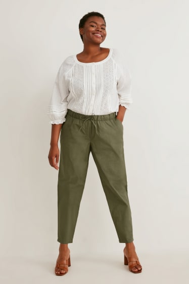Femei - Pantaloni - talie medie - tapered fit - verde închis