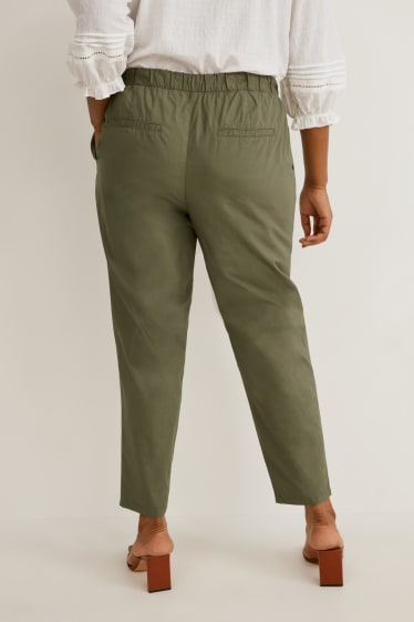 Women - Trousers - mid-rise waist - tapered fit - dark green