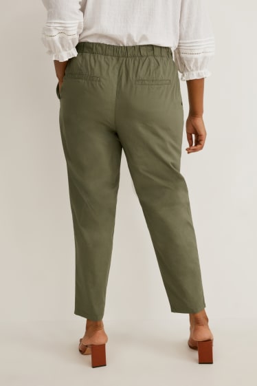 Mujer - Pantalón - mid waist - tapered fit - verde oscuro