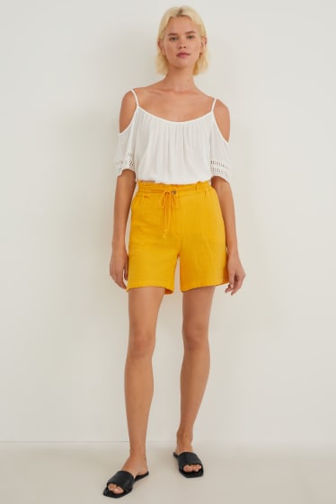 Dames - Korte broek - high waist - oranje
