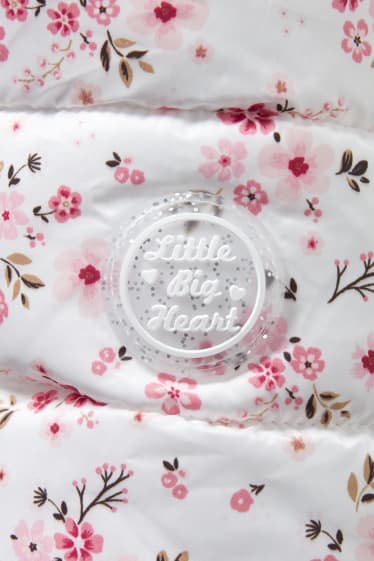 Bebés - Chaqueta acolchada para bebé con capucha - de flores - blanco