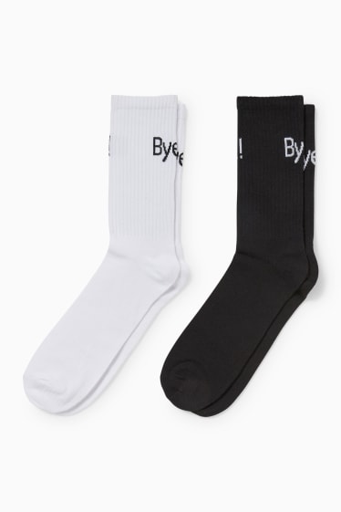 Hombre - Pack de 2 - calcetines de tenis con motivo - negro / blanco