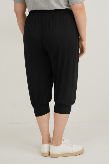 Women - Cloth trousers - mid-rise waist - wide leg - 4 Way Stretch - black