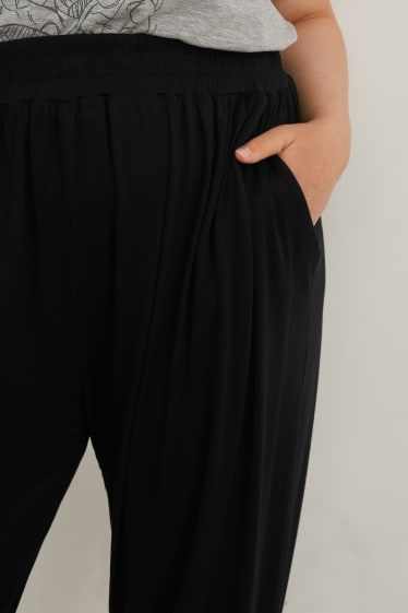 Femei - Pantaloni de stofă - talie medie - wide leg - 4 Way Stretch - negru