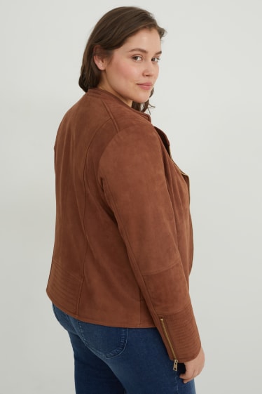 Women - Biker jacket - faux suede - havanna