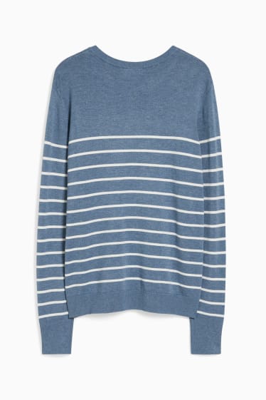Femmes - Pull à fine maille - à rayures - bleu foncé