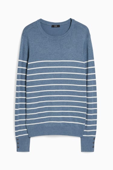 Damen - Feinstrick-Pullover - gestreift - dunkelblau