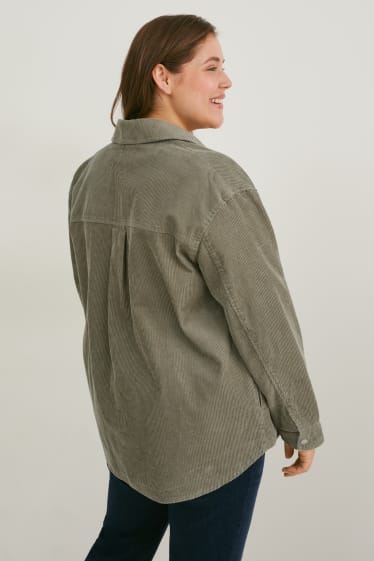 Women - Corduroy shacket - green