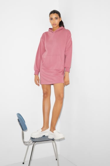 Women - CLOCKHOUSE - sweatshirt dress with hood - pink