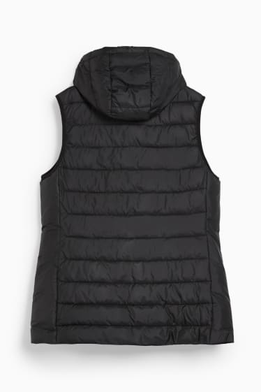 Women - Quilted gilet with hood - black