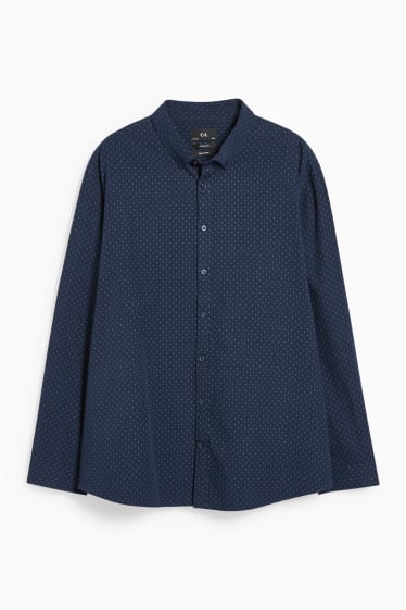 Hommes - Chemise de bureau - regular fit - col button-down - bleu foncé