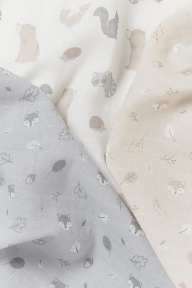 Babies - Multipack of 3 - baby muslin square - patterned - white