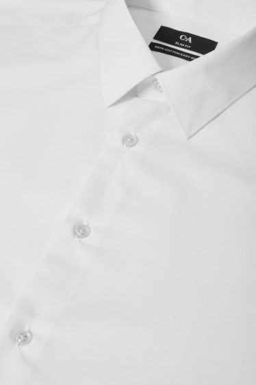 Hommes - Chemise de bureau - slim fit - manches ultralongues - facile à repasser - blanc