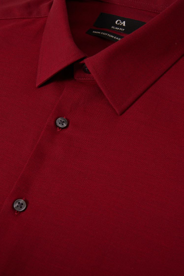 Hommes - Chemise de bureau - slim fit - col kent - facile à repasser - rouge foncé