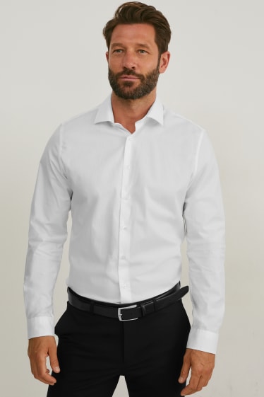 Hommes - Chemise de bureau - slim fit - cutaway - facile à repasser - blanc