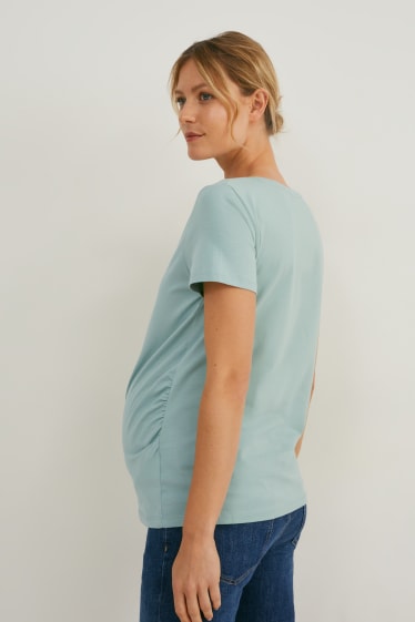 Dames - Set van 2 - zwangerschaps-T-shirt - LYCRA® - mintgroen