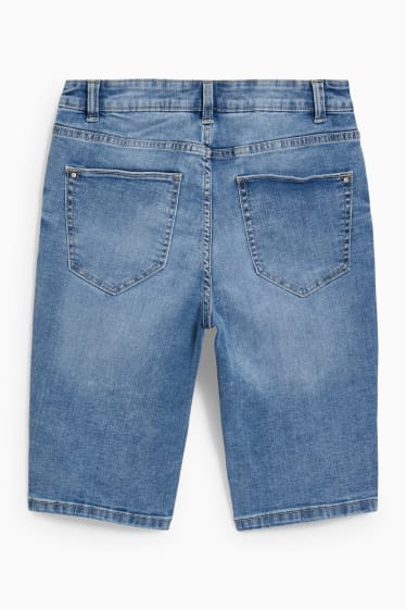 Dames - Bermuda van spijkerstof - mid waist - LYCRA® - jeanslichtblauw