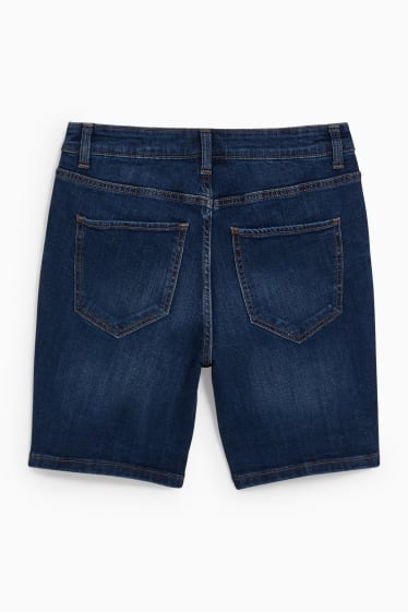 Women - Denim shorts - mid-rise waist - blue denim