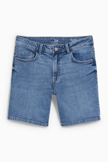 Femei - Pantaloni scurți de blugi - talie medie - denim-albastru deschis