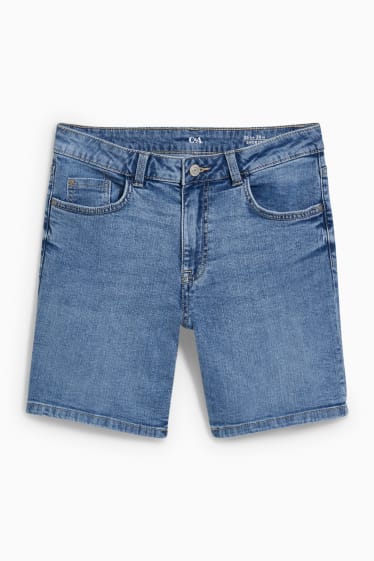 Women - Denim shorts - mid-rise waist - denim-light blue