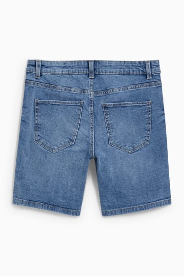 Femei - Pantaloni scurți de blugi - talie medie - denim-albastru deschis