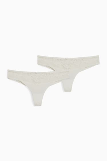 Femmes - Lot de 2 - strings - LYCRA® - blanc crème