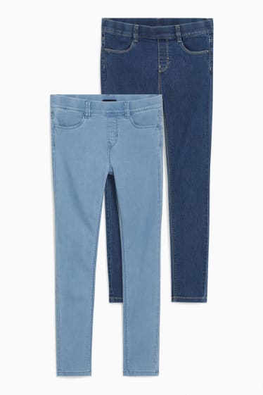 Kinderen - Set van 2 - jegging jeans - jeansblauw