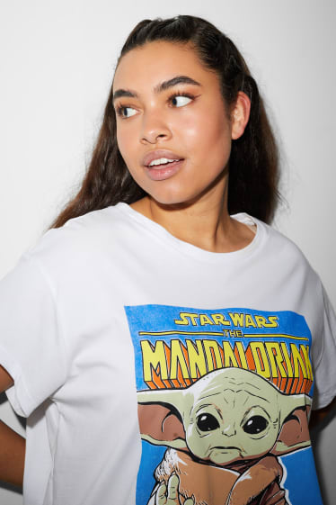 Dospívající a mladí - CLOCKHOUSE - tričko - Hvězdné války: Mandalorian - bílá
