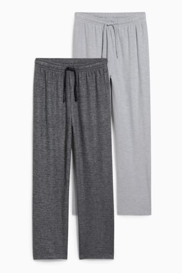 Uomo - Confezione da 2 - pantaloni pigiama - grigio chiaro melange
