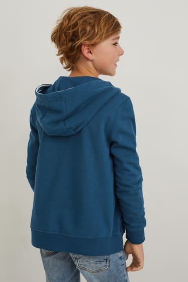 Enfants - Sweat zippé en molleton avec capuche - bleu foncé