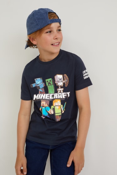 Kinder - Minecraft - Kurzarmshirt  - dunkelblau