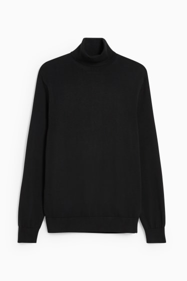 Men - Polo neck jumper - black