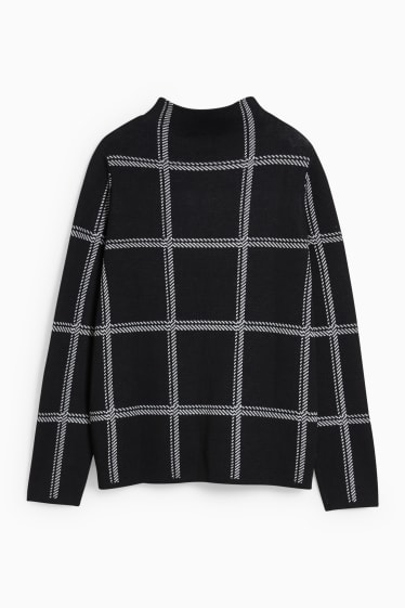 Damen - Pullover - kariert - schwarz