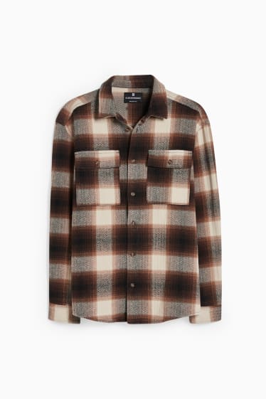 Men - CLOCKHOUSE - shirt - relaxed fit - kent collar - check - brown