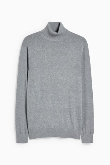 Men - Polo neck jumper - gray-melange