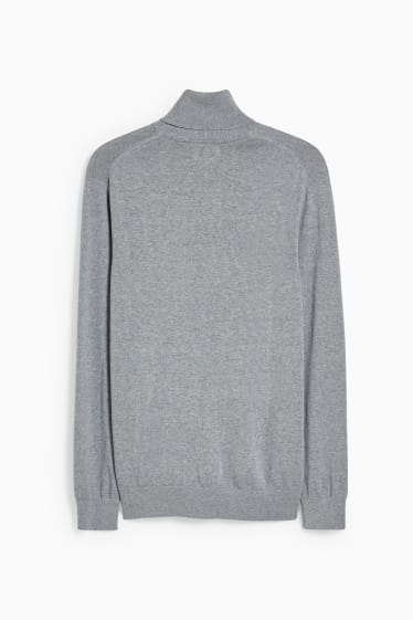 Herren - Rollkragenpullover - grau-melange