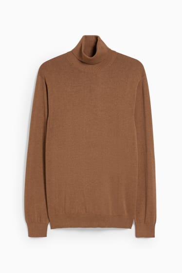 Herren - Rollkragenpullover - havanna