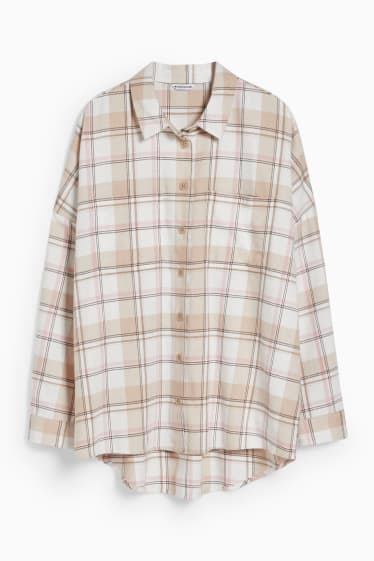 Mujer - CLOCKHOUSE - blusa - de cuadros - beis