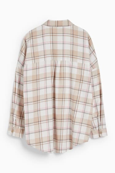 Mujer - CLOCKHOUSE - blusa - de cuadros - beis