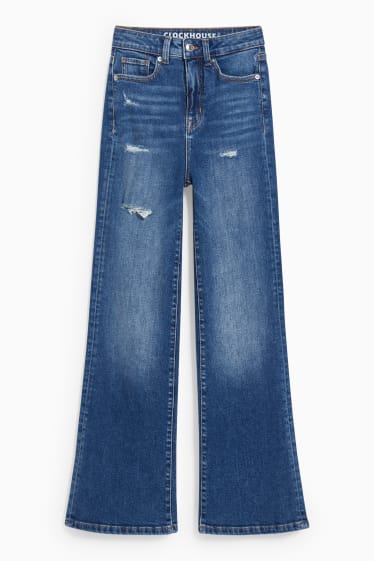 Women - CLOCKHOUSE - flared jeans - high waist - blue denim