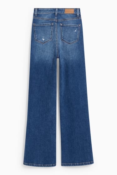 Femmes - CLOCKHOUSE - jean à jambe évasée - high waist - jean bleu