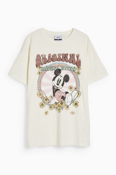 Dames - CLOCKHOUSE - T-shirt - Mickey Mouse - crème wit