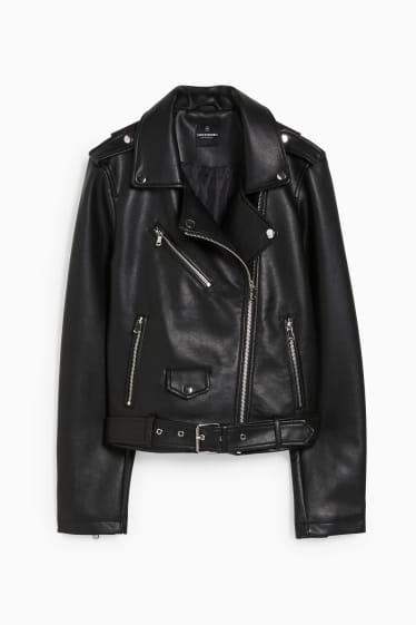 Teens & Twens - CLOCKHOUSE - Bikerjacke - Lederimitat - schwarz