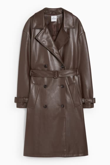 Teens & young adults - CLOCKHOUSE - trench coat - faux leather - dark brown