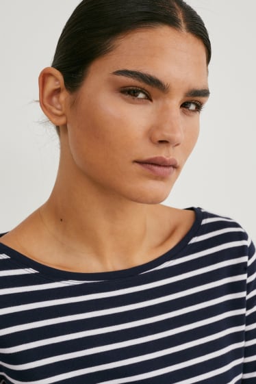 Women - Basic long sleeve top  - striped - dark blue